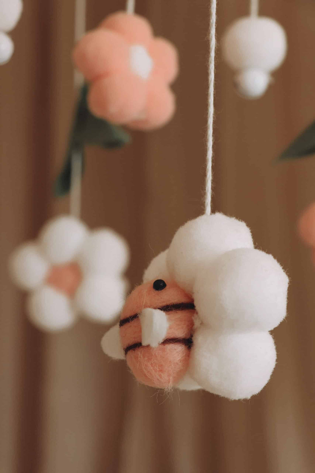 Handmade Pink Bees baby mobile