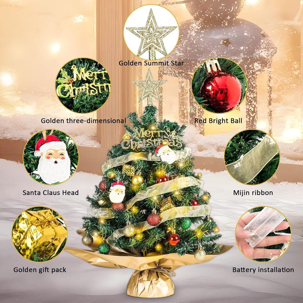 Mini Christmas Tree With LED Lights Small Artificial Christmas Tree Decoration